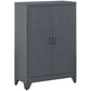 Metal Storage Cabinet, Industrial Sideboard Buffet Cabinet with 2 Louvered Doors, Adjustable Shelves, Grey