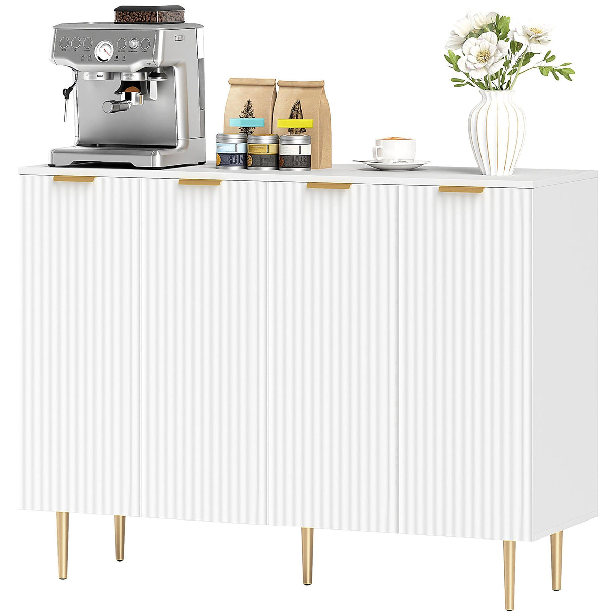 Sideboard Buffet Cabinet with Adjustable Shelves - White