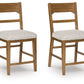 Cabalynn - Upholstered Barstool (Set of 2) - Oatmeal / Light Brown