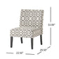 Contemporary Accent Chair with Upholstered Seat and Rubberwood Tapered Legs, Seat for Living Room, 22.5" L x 29.5" W x 32" H, Grey+Ivory