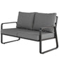 Outdoor Sofa Thick Cushions Outdoor Patio Couch Loveseat 2 Seater for Garden Black and Light Grey