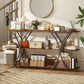 71" Industrial Console Table with 2 Shelves - Rustic Brown
