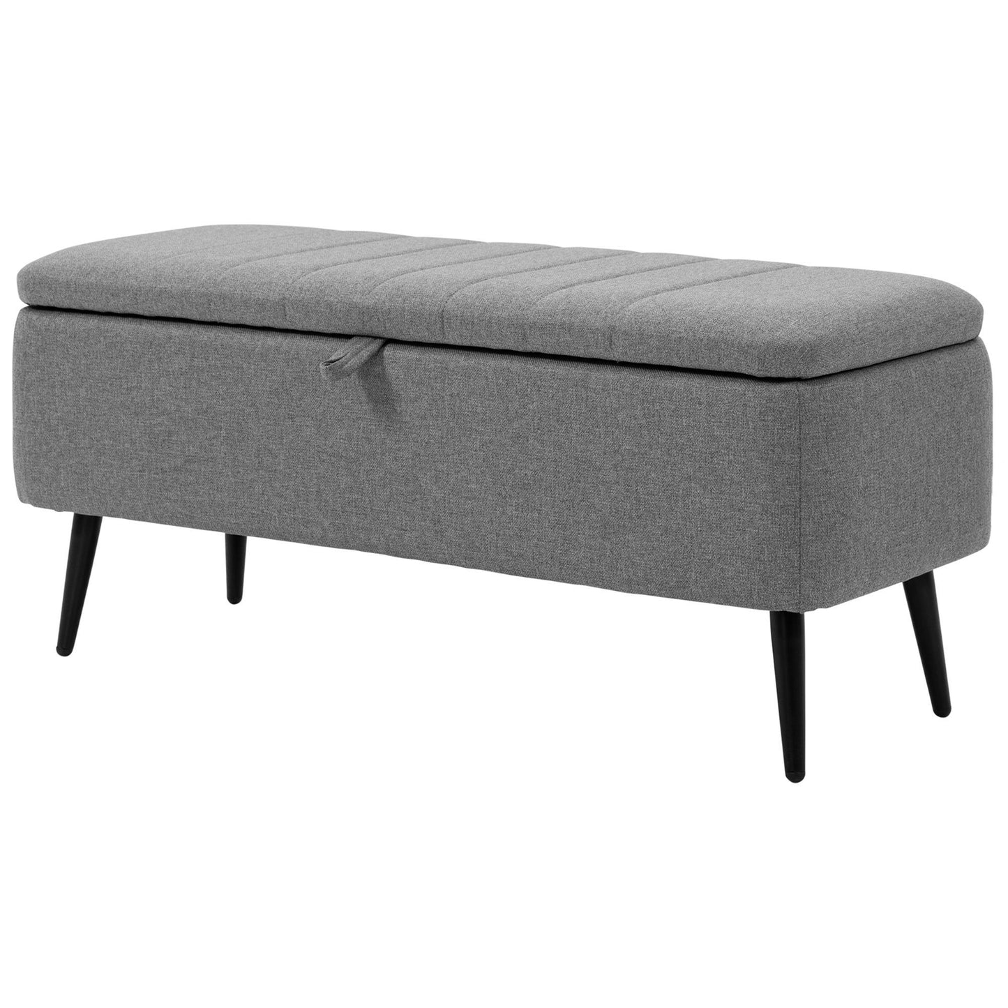 40" Linen Storage Ottoman Bench with Steel Legs - Grey