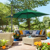 8' x 8' Square Cantilever Umbrella with 360° Rotation, Aluminum Outdoor Cantilever Market Parasol with Crank & Tilt, Garden Sun Canopy Shelter with Cross Base, Green