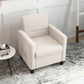 Fabric Accent Chair, Modern Armchair with Seat Cushion and Non-Slip Pads for Living Room, Bedroom, Cream White