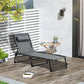 Outdoor Folding Chaise Lounge, Reclining Lounge Chair with Adjustable Backrest and Removable Pillow, Grey