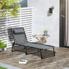 Outdoor Folding Chaise Lounge, Reclining Lounge Chair with Adjustable Backrest and Removable Pillow, Grey
