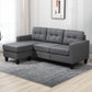 L-Shaped Sectional Sofa with Ottoman - Dark Grey