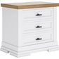 Ashbryn - White / Natural - Three Drawer Night Stand