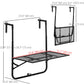 Balcony Hanging Table, Metal Wall Mount Desk, Adjustable Folding Balcony Deck Table for Patio and Garden, Black