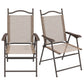 2 Pieces Folding Patio Camping Chairs Set, Sports Chairs for Adults with Armrest, Mesh Fabric Seat for Lawn
