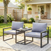 Outdoor Bistro Set, Patio Furniture Set with 2 Chairs and Side Table for Garden Balcony Poolside, Grey