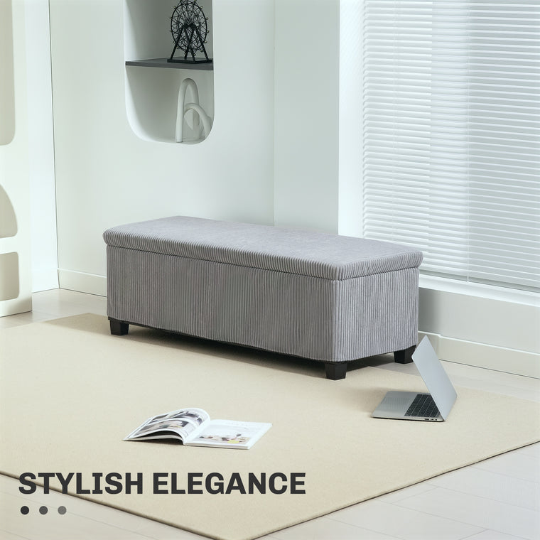 44" Corduroy Storage Ottoman Bench