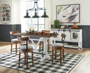 6 Pc. Table, 4 Upholstered Barstools, Server