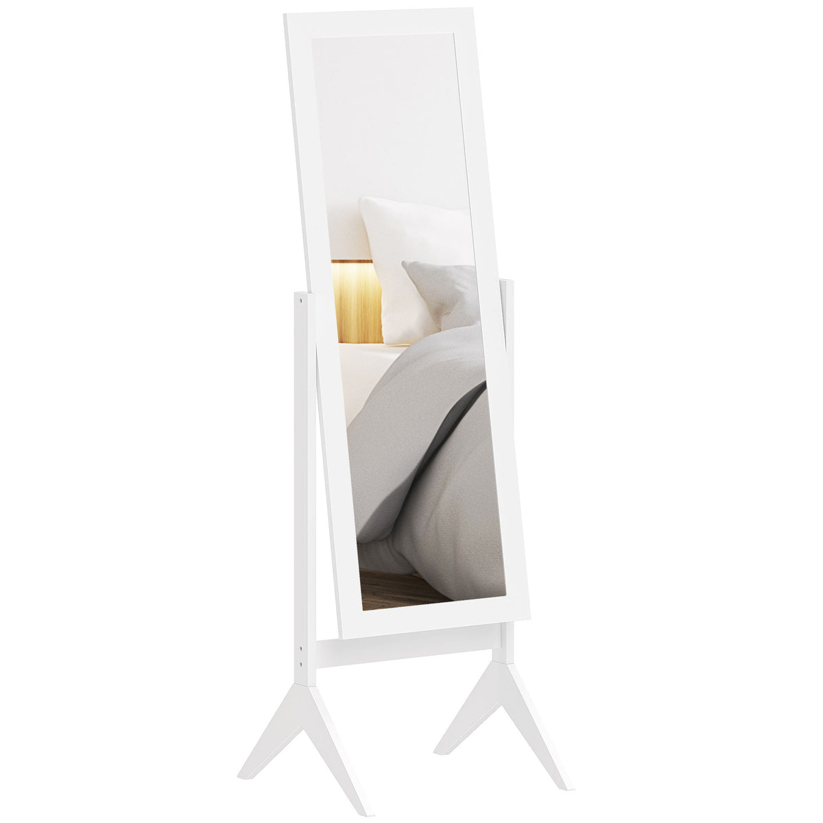 Full Length Mirror, Free Standing Full Body Mirror with Rectangular Frame, Adjustable Angle for Dressing Room, Bedroom, Living Room, White