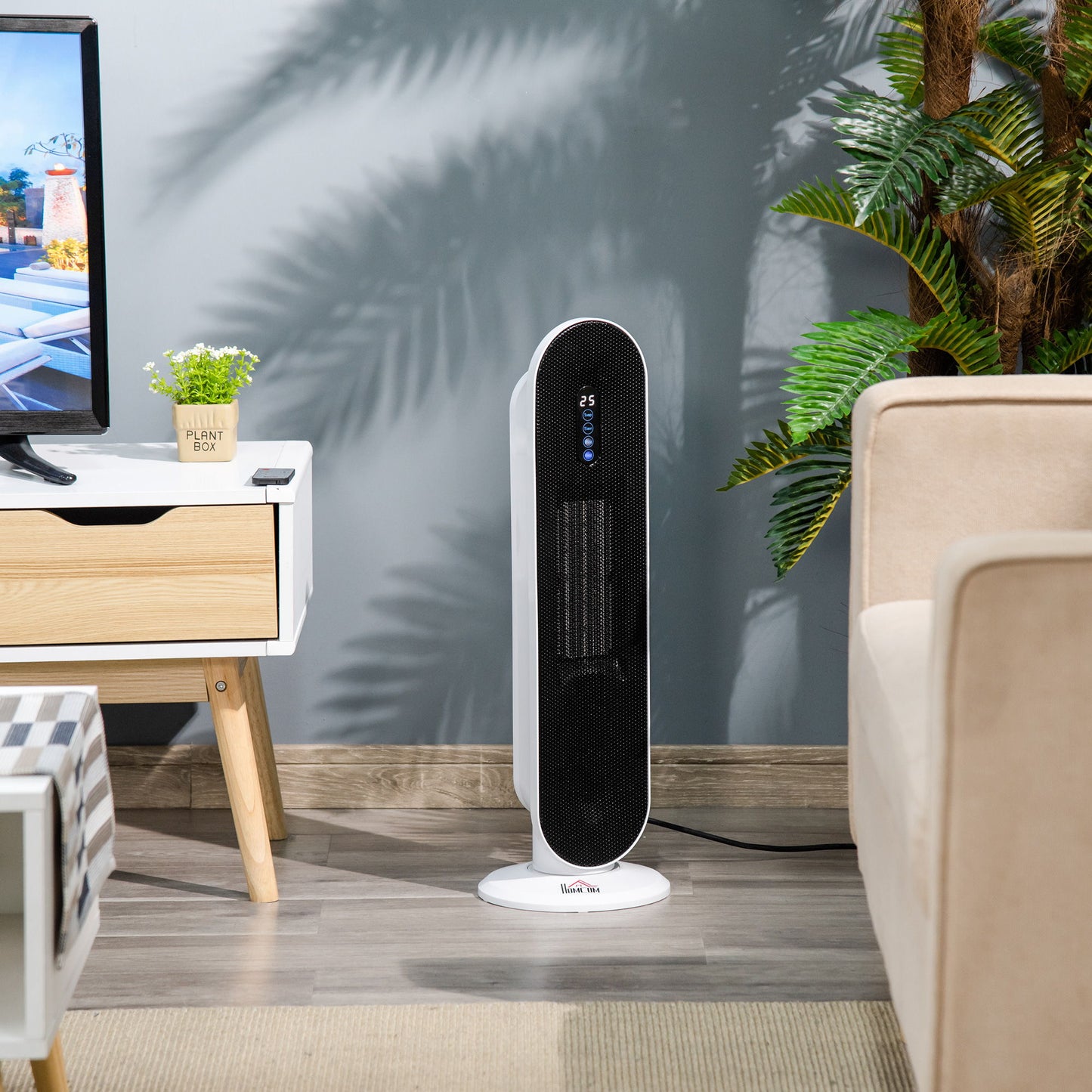 Ceramic Space Heater, Indoor Tower Heater with 45 Degree Oscillation, Remote Control, 24H Timer, Tip-Over & Overheating Protection, 1500W/1000W