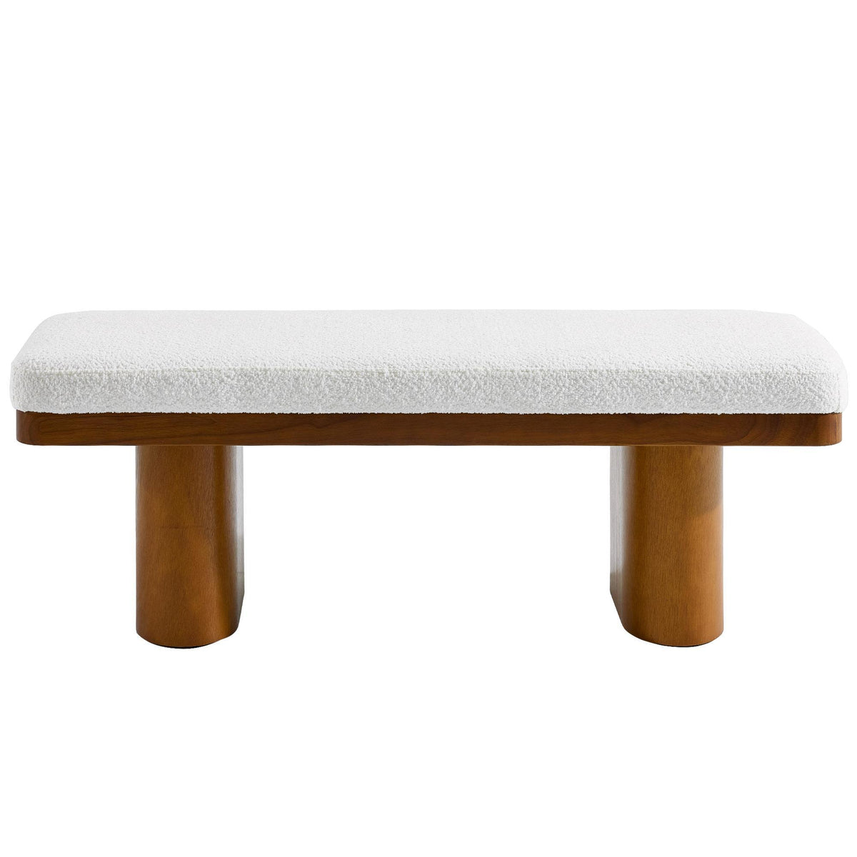 End-of-Bed Bench with Velvet Upholstery and High‑Density Foam Seat, Modern Ottoman with Rubberwood Legs, 47'' L x 17'' W x 17'' H, Walnut