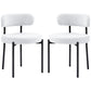 2 Pieces Kitchen Chairs, Modern Dining Chairs w/ Berber Fleece Upholstery and Steel Legs for Living Room, Cream White