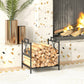 Heavy Duty Log Stand, Firewood Rack Outdoor with Handles, Wood Storage Holder for Fireplace, Black