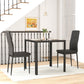 3-Piece Rectangular Glass Kitchen Table and Chairs with Metal Frame and Faux Leather Upholstery for Dining Room, Black
