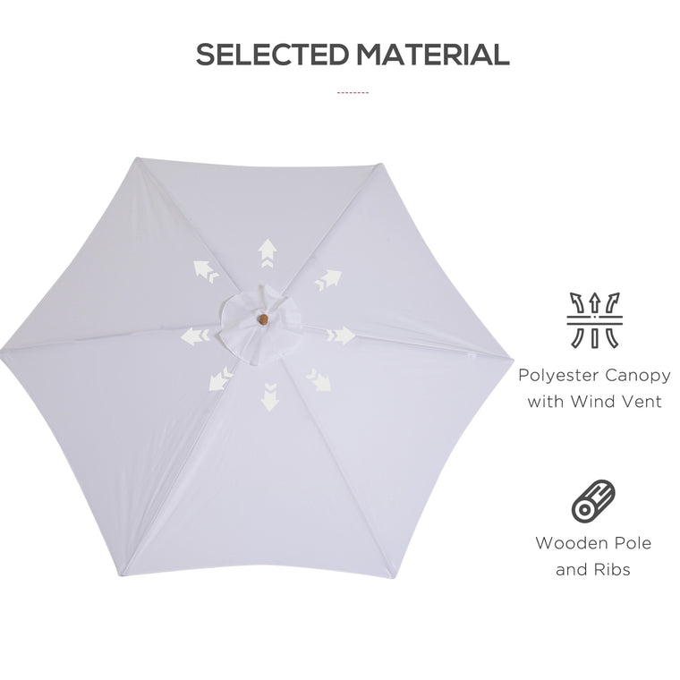 9' x 8' White Hardwood Market Umbrella with Wind Vent