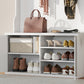 4-In-1 Hall Tree with Shoe Bench, Modern Coat Rack with Open Shelf for Hallway, Entryway, Bedroom, Living Room, White