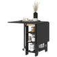 Folding Dining Table with Storage, Drop Leaf Kitchen Table for Small Spaces, Black