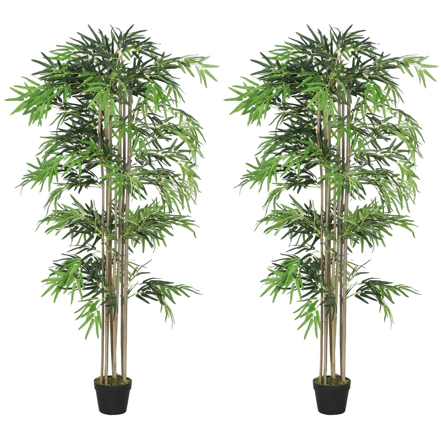 6FT Artificial Bamboo Tree Set of 2, Fake Plant with 1530 Leaves, Greenery Plant in Nursery Pot for Indoor, Green