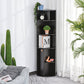 5-Tier Corner Bookcase with Cabinet - Black