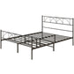 Metal Queen Platform Bed with Headboard and Storage - Black