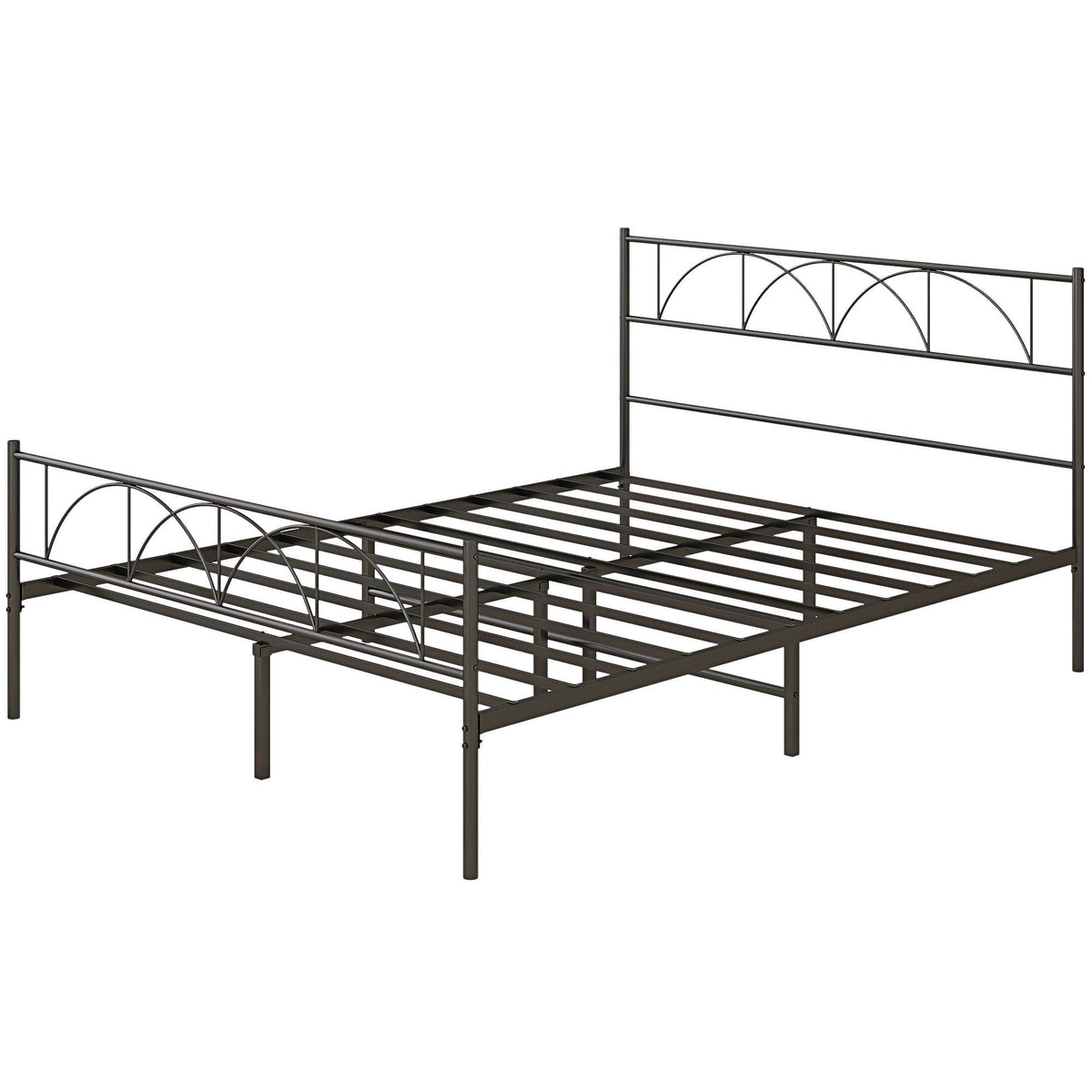 Metal Queen Platform Bed with Headboard and Storage - Black