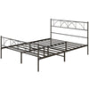 Metal Queen Platform Bed with Headboard and Storage - Black