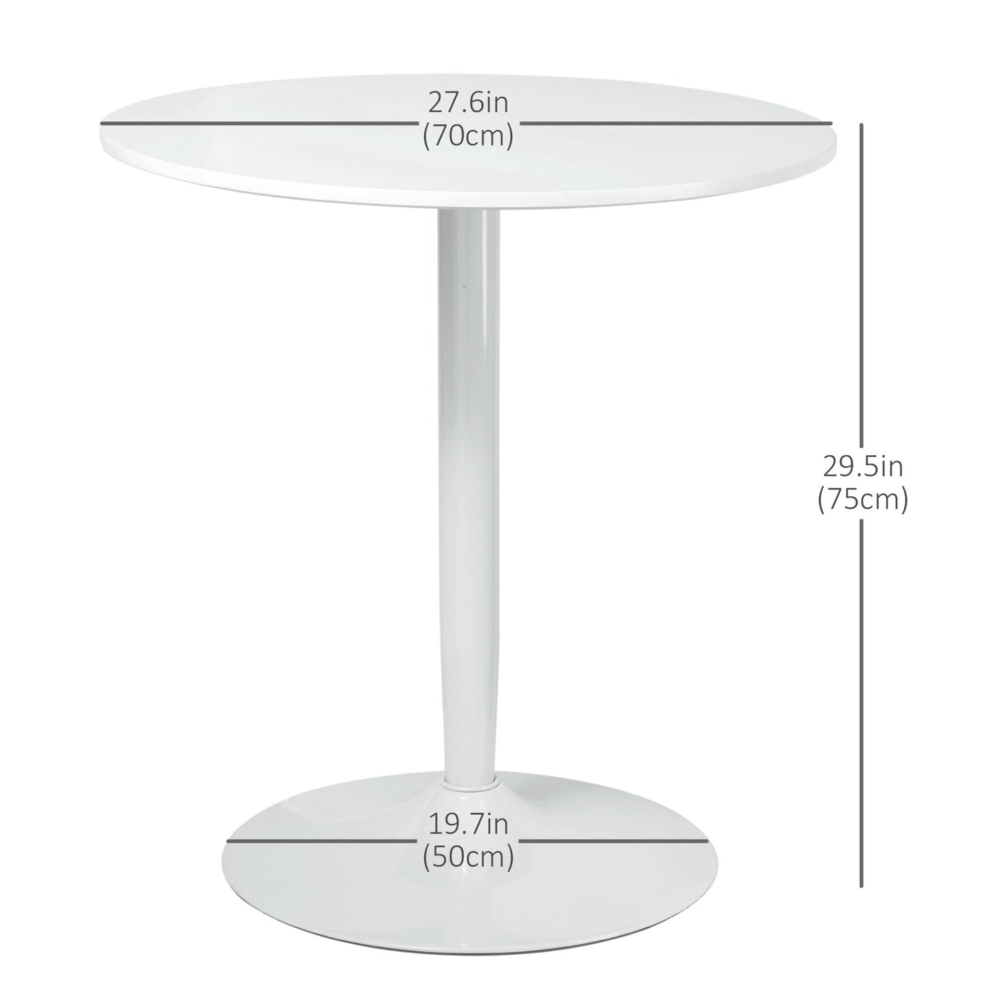Modern Kitchen Table for 2 people, Round Dining Table with Steel Base for Living Room, Dining Room, White