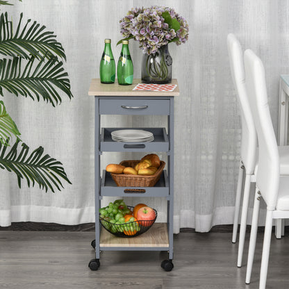Rolling Kitchen Island Serving Cart with Drawer - Grey