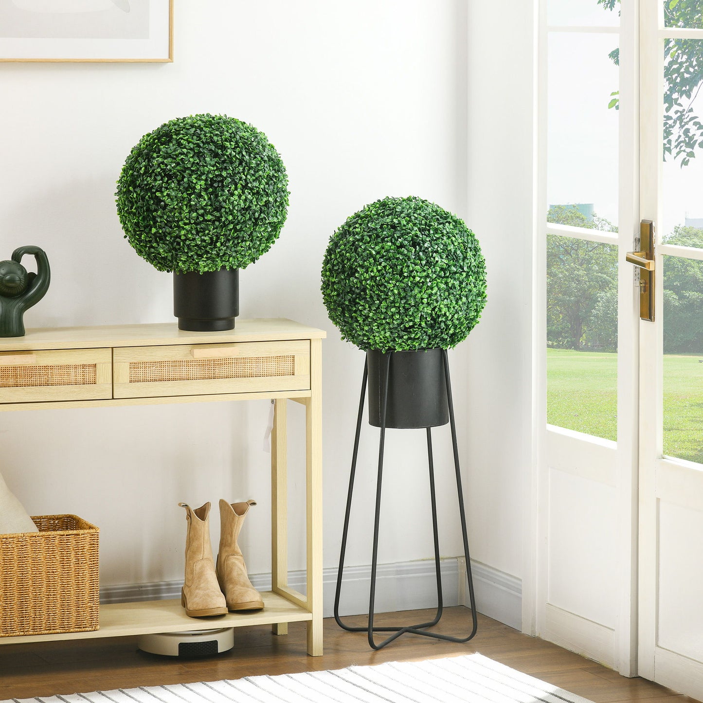 2 Pack Artificial Tree Boxwood Topiary Balls, 15.7 Inch