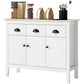 Sideboard Buffet Cabinet, 40" Kitchen Coffee Bar Cabinet with 3 Drawers and 2 Adjustable Shelves, White