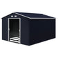 11' x 9' Metal Storage Shed Garden Tool House with Double Sliding Doors, 4 Air Vents for Backyard, Patio, Lawn Dark Grey