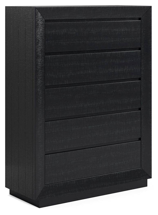 Londer - Black - Five Drawer Chest - Forward Furniture