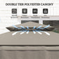 8' x 7.6' Grill Gazebo, Double Tiered Barbecue Grill Gazebo Shelter w/ Side Awning, 2 Side Shelves, 6 Hooks, Light Grey