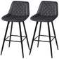 PU Leather Counter Height Bar Chairs Set of 2, 27.75" Bar Stools with Metal Legs for Dining Area, Kitchen Island, Black