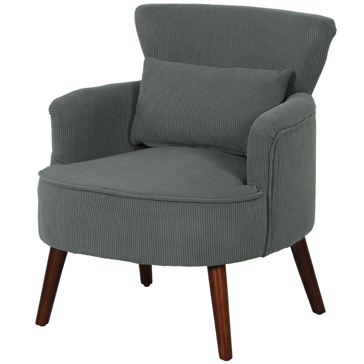 Upholstered Accent Chair with Lumbar Pillow - Grey