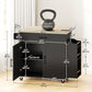 Rolling Kitchen Island with Drop Leaf & USB - Black