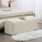 43" Upholstered Bedroom Bench Modern End of Bed Bench Load up to 485 lbs for Bedroom Hallway Living Room Cream White