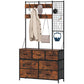 4-In-1 Coat Rack with 7 Drawer Fabric Dresser, Hall Tree with 14 Hooks for Hallway, Entryway, Bedroom, Rustic Brown
