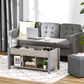 Lift Top Coffee Table, Modern Center Table with Storage Shelves and Hidden Compartment for Living Room, 41" L, Grey