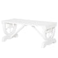Rustic Wood Wheel Outdoor Garden Bench for 2-Person with a Unique Wheel Design on the Legs & Strong Build, White