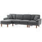 L-Shape Sofa, Modern Sectional Couch with Changeable Chaise Lounge, Pillows and Wooden Legs for Living Room, Dark Grey