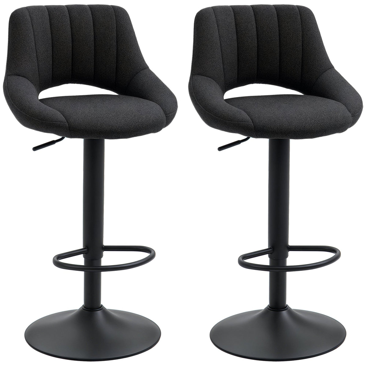 Linen Swivel Bar Stools Set of 2 - Black