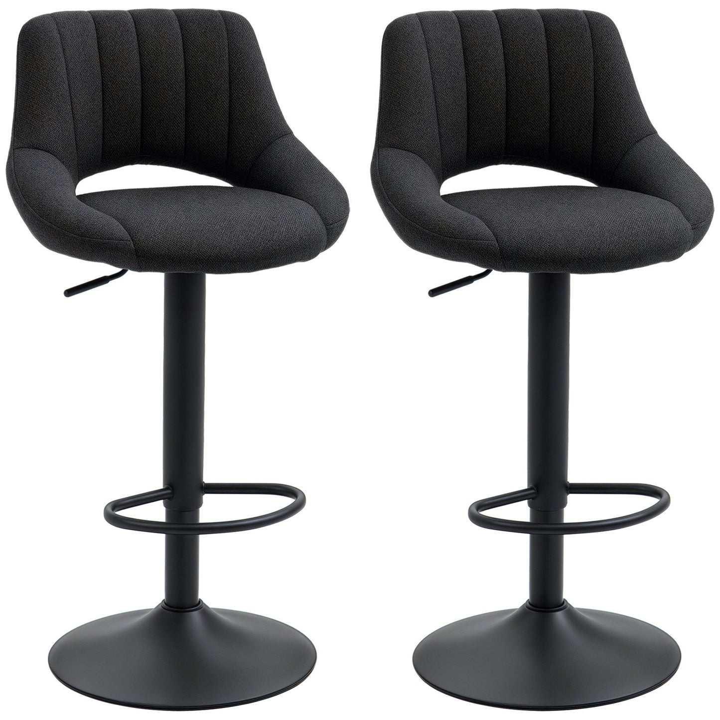 Linen Swivel Bar Stools Set of 2 - Black