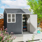 7' x 5.5' Metal Garden Storage Shed, Outdoor Tool Storage House with Lockable Door, Vents, Sloped Roof, Dark Grey